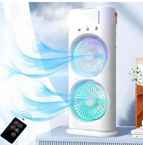Double Head Remote Control Rechargeable Cooling Fan