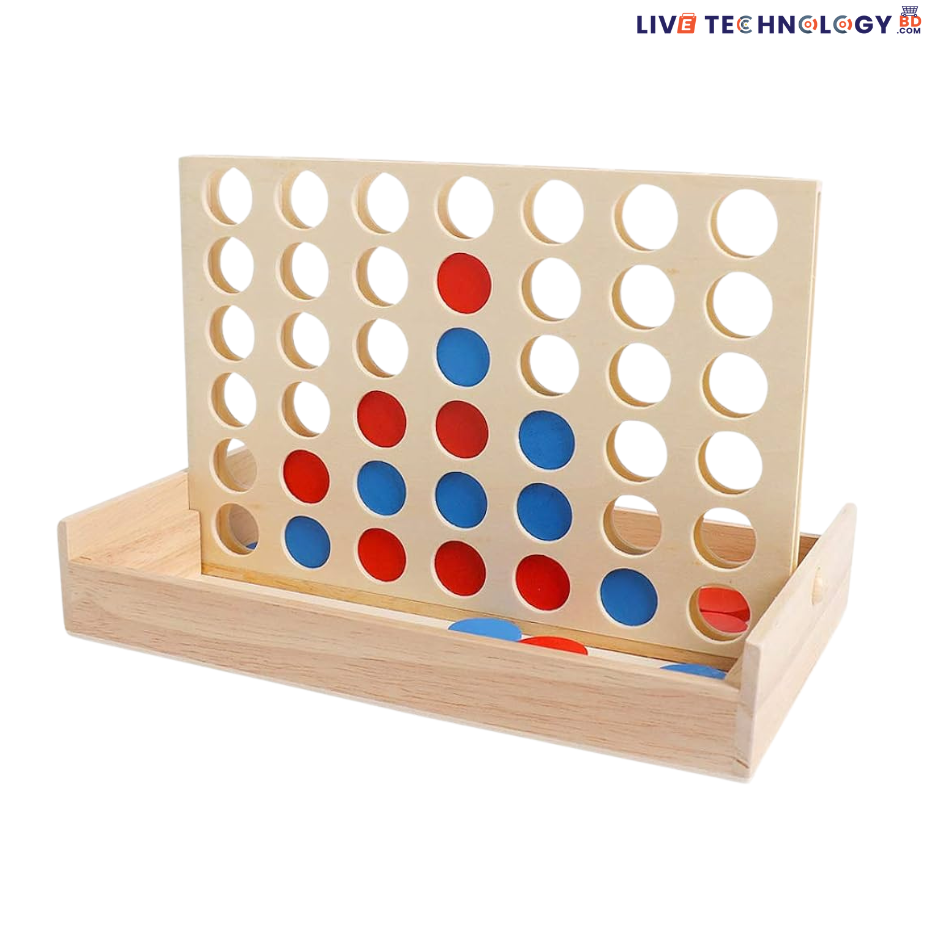 Connect 4 In A Row Wooden Board Game