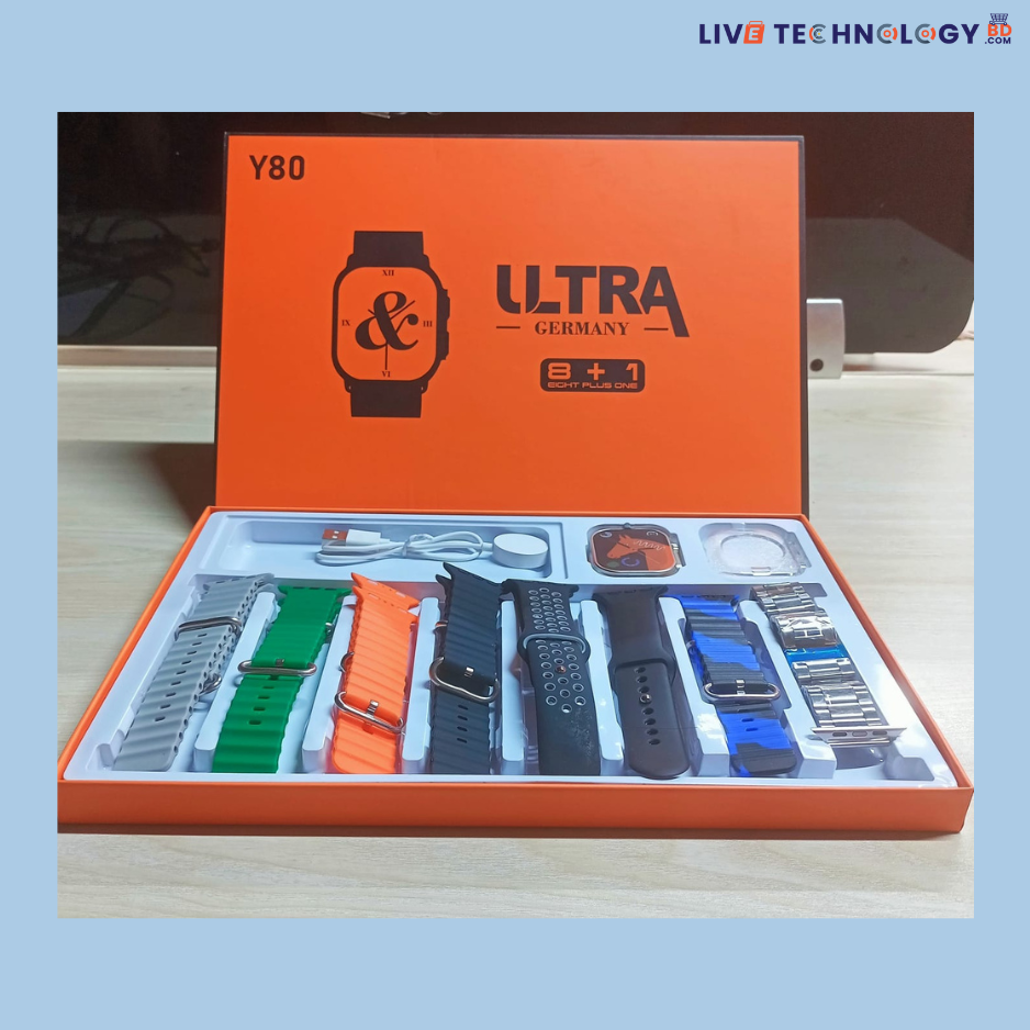 Y80 Ultra Smartwatch With 8 Strap